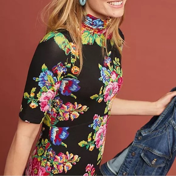 Anthropologie floral soft turtleneck dress, S. - Picture 3 of 12